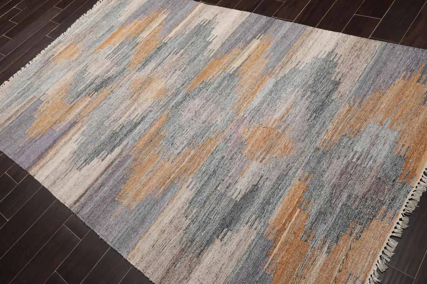 5' x 8' Indoor Outdoor Hand Woven 100% Recycled PET Yarn Modern Kilim Area Rug Gray