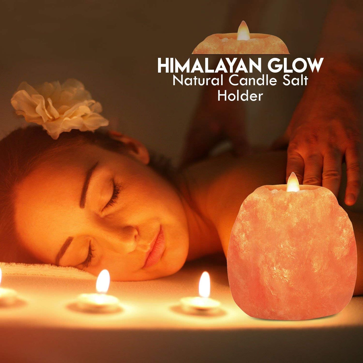 Himalayan Glow Natural Style Salt 2 Hole Candle Holder for each, 100% Pure Himalayan Pink Salt Candle Lamp, 2-Pack