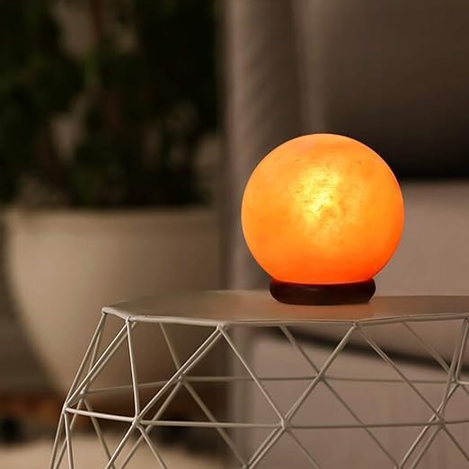 Himalayan Pink Salt Globe Shape Lamp with dimmer Switch and a Pair of Bulbs