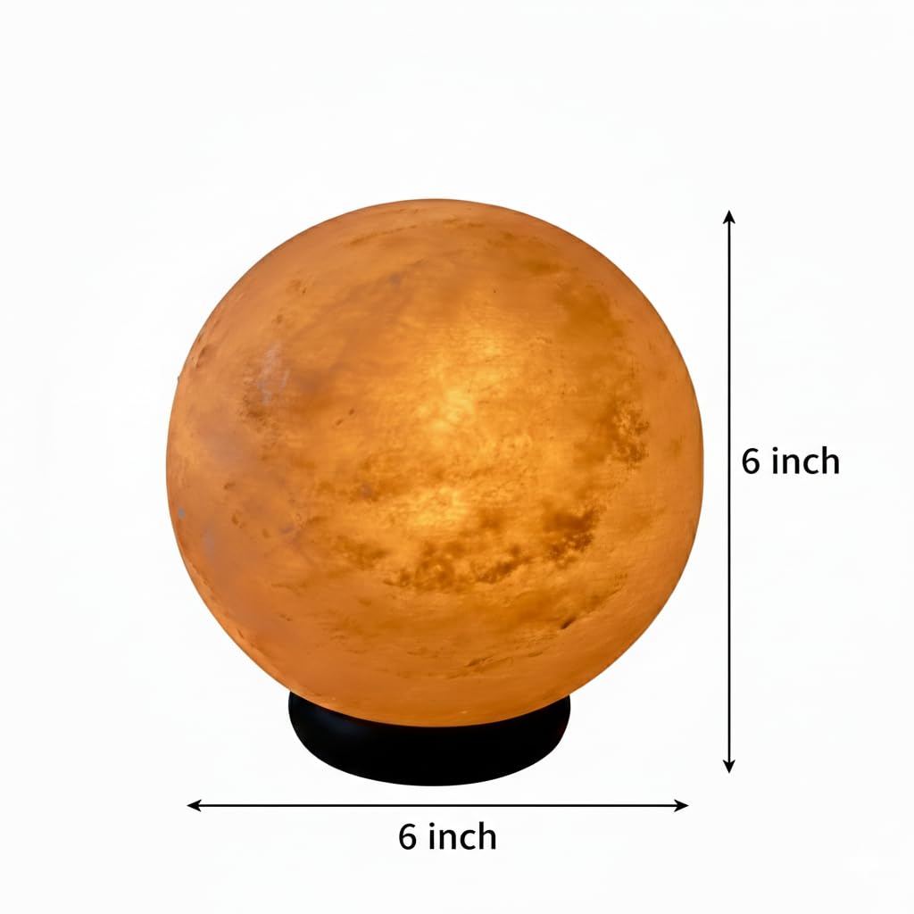Himalayan Pink Salt Globe Shape Lamp with dimmer Switch and a Pair of Bulbs