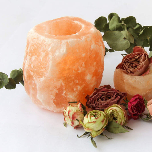 Himalayan Glow Natural Style Salt 2 Hole Candle Holder for each, 100% Pure Himalayan Pink Salt Candle Lamp, 2-Pack