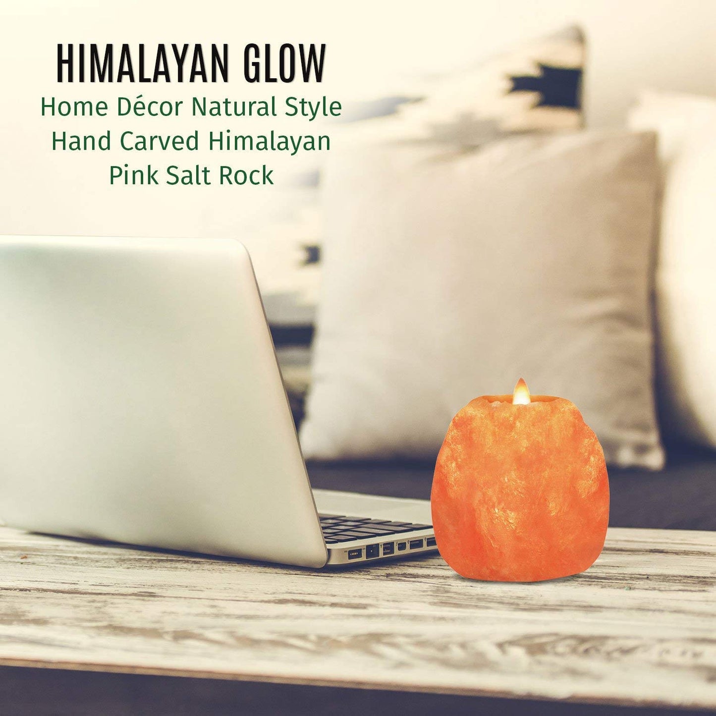 Himalayan Glow Natural Style Salt 2 Hole Candle Holder for each, 100% Pure Himalayan Pink Salt Candle Lamp, 2-Pack