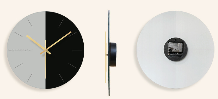 Round Wall Clock with Silent Mechanism and Glass Face